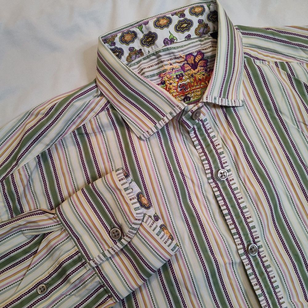 Robert Graham Striped Long Sleeve Button Down Size L